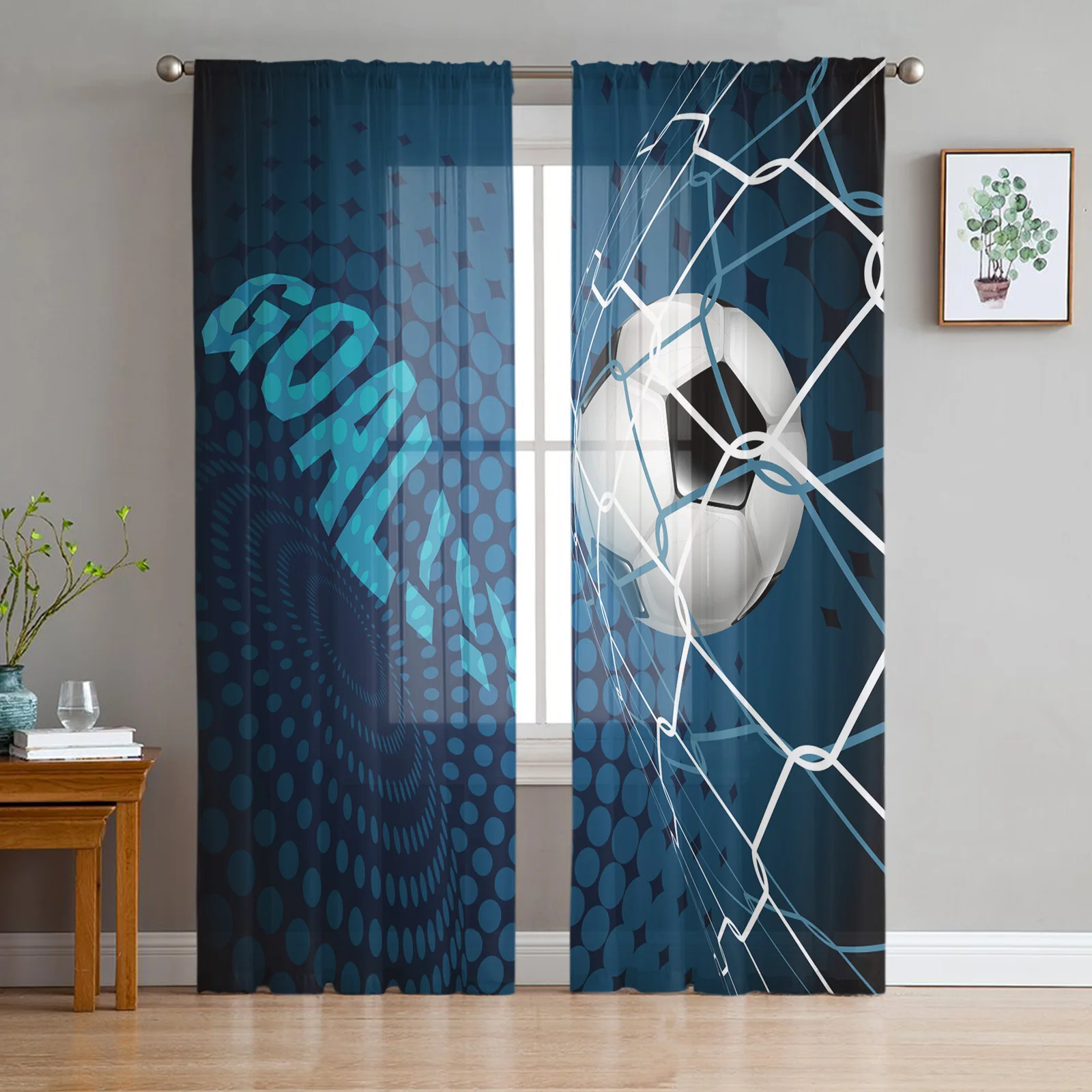 

Football Design Soccer Tulle Sheer Curtains for Living Room Decoration Drapes Bedroom Kitchen Voile Organza Window Curtain