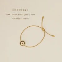 french small chrysanthemum snake bone chain enamel bracelet stainless steel daisy slider sun flower bracelet