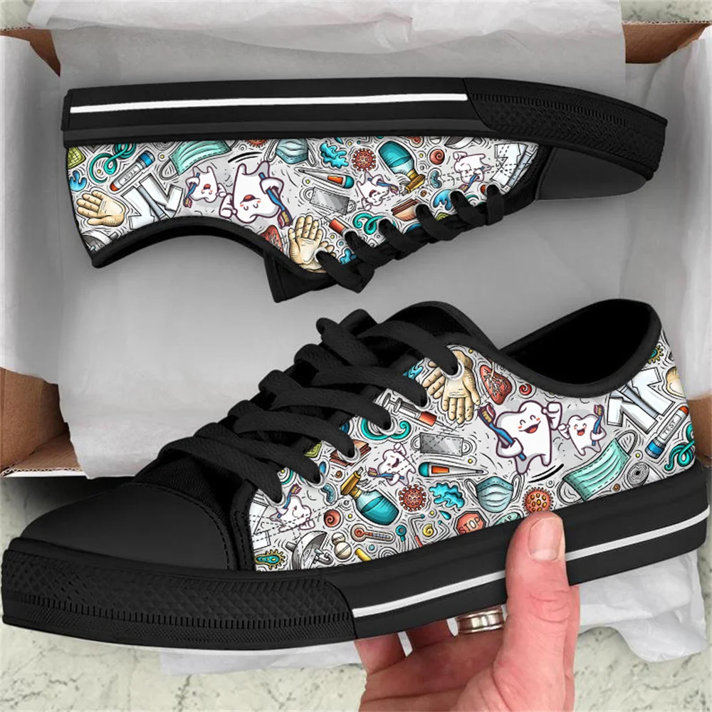 

Health Tooth Printed Breathable Shoes Outdoor Travel Soft Sole Footwear Unisex Personalized Gift Wear-Resistant Leisure Plimsoll