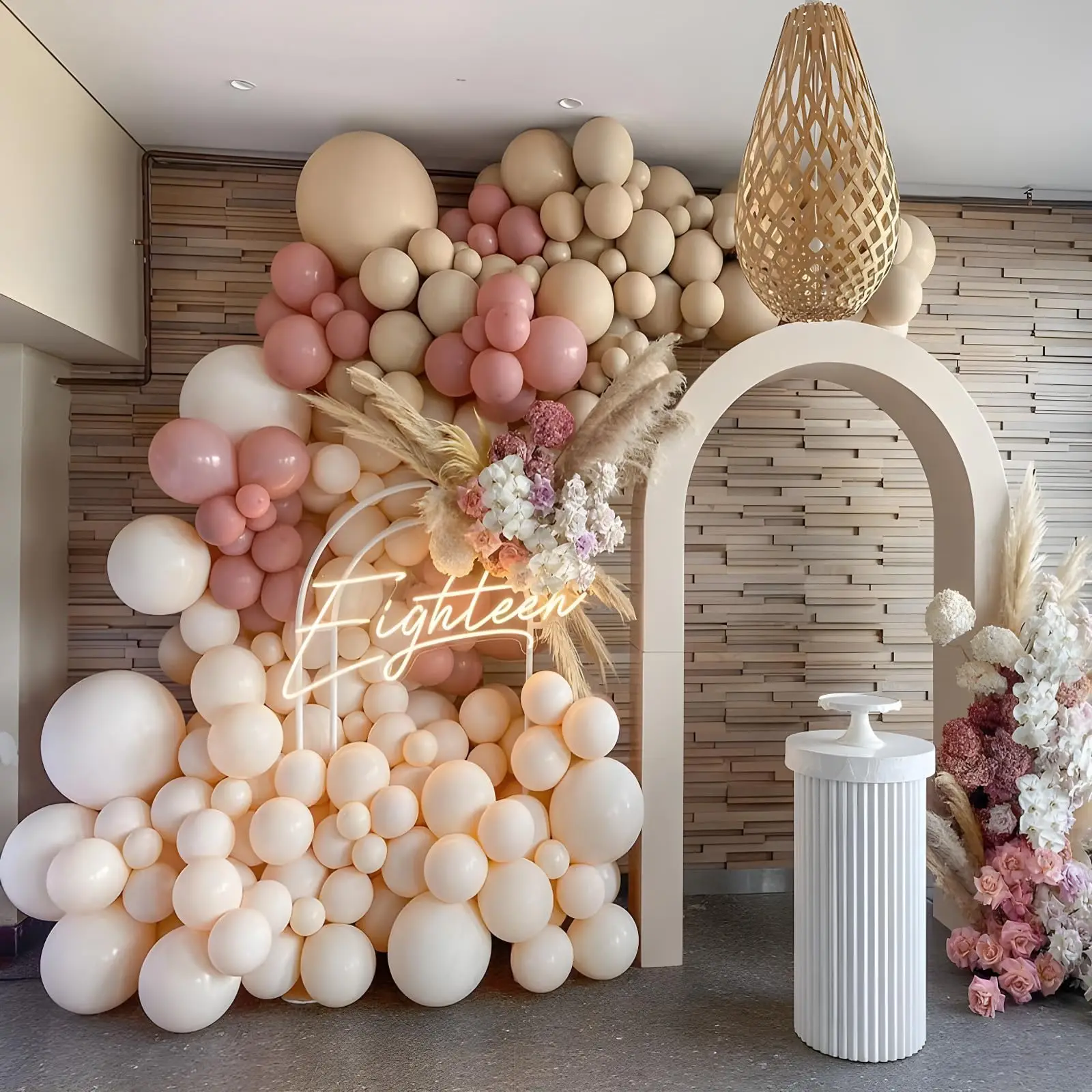 Воздушные шары в стиле ретро, розовые, бежевые, двухслойные, для детской  вечеринки, для помолвки, свадьбы, дня рождения | AliExpress