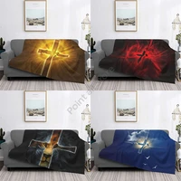 cross multifunctional thermal flannel blanket bed sofa personalized super soft thermal bed cover