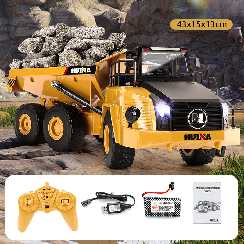 

US Stock HUINA 1568 1:24 RC Articulated Truck 2.4G Radio Dumper Car Model Toys for Kids with 600MAH Battery TH19619-SMT6