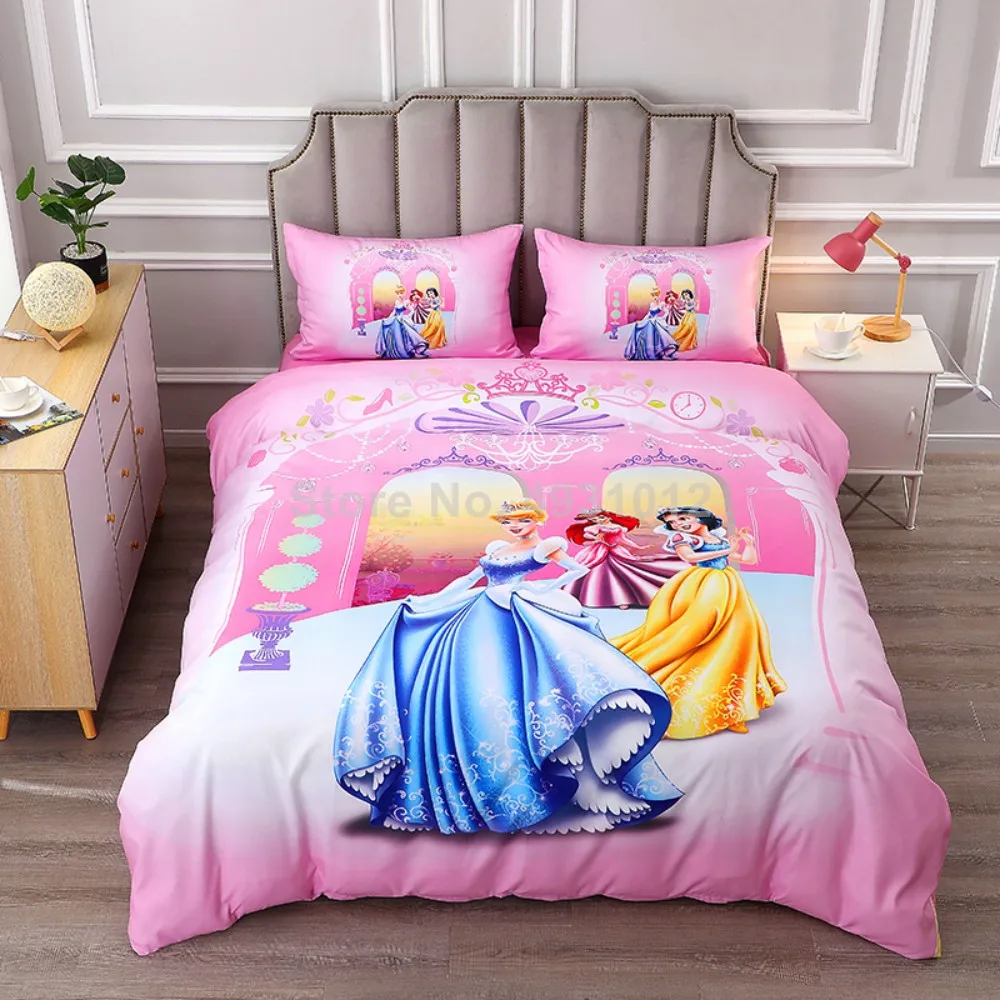 

Disney Bedding Set Cinderella Snow White Princess Rapunzel Bella Duvet Cover Sets for Baby Children Girls Bed Birthday Gifts