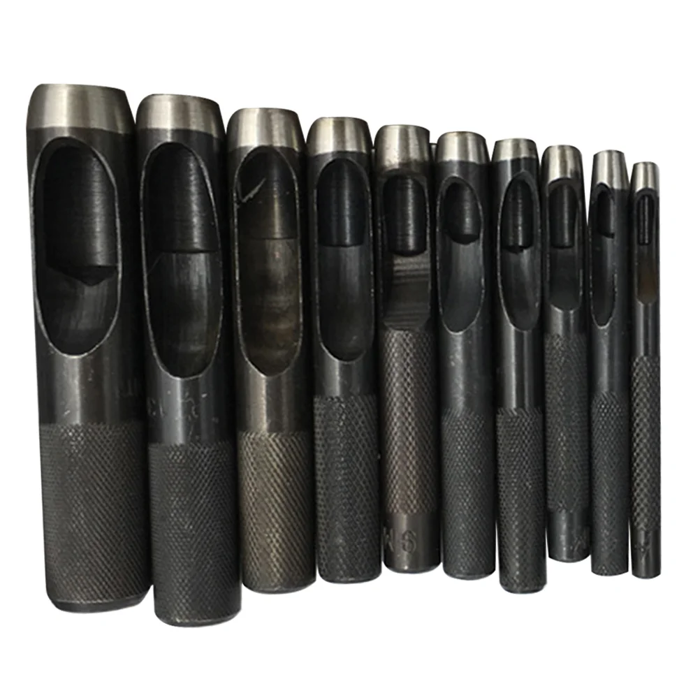 

10 Pcs Round Carbon Steel Leather Craft Hollow Hole Punch Gasket Tools 1mm-10mm for Leather Belt Band