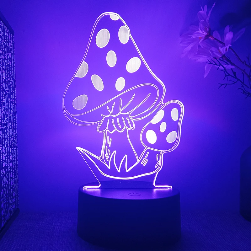 Mushroom 3d Led Night Light For Bedroom Lava Lamp Children's Room Decor Birthday Gift For Kids