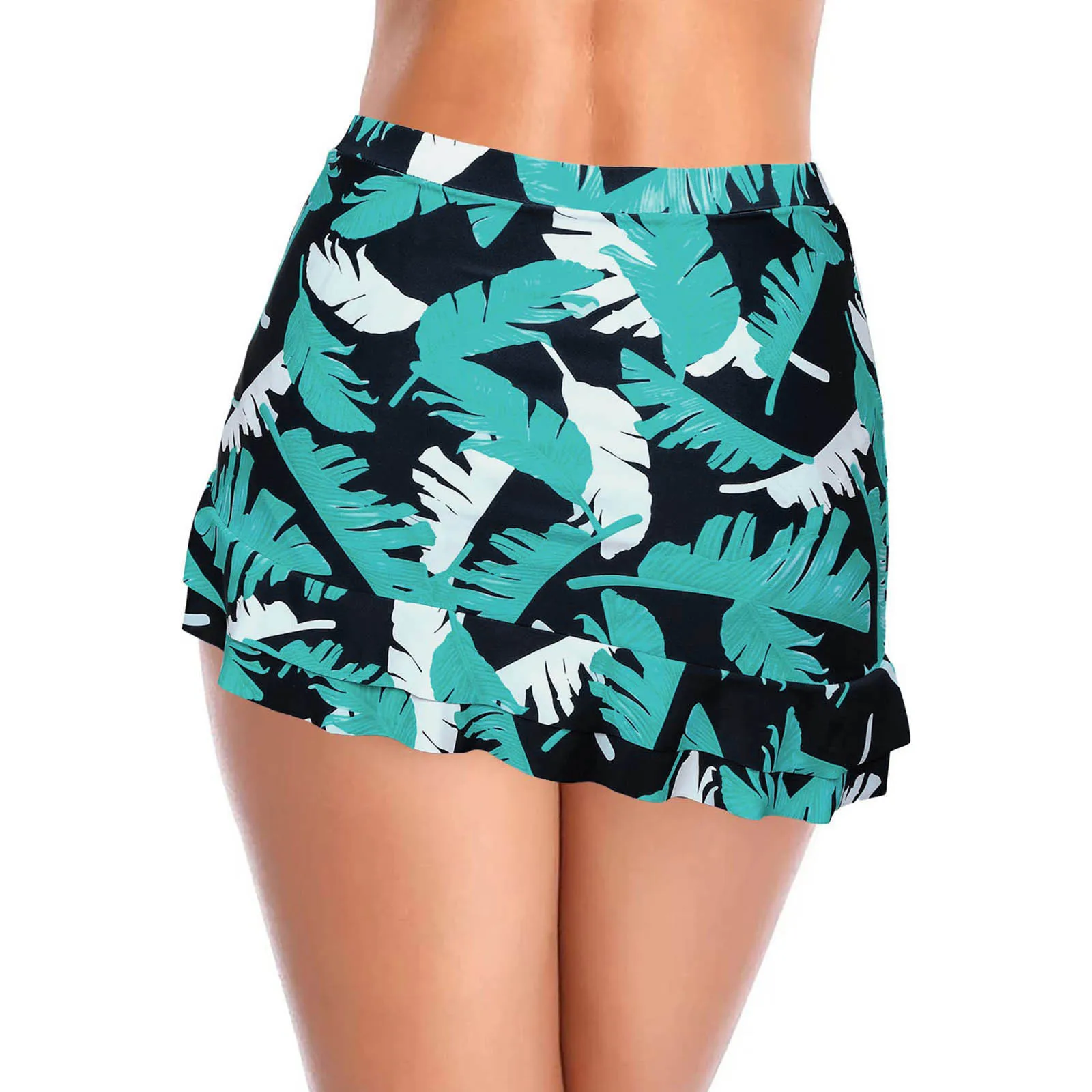 

Женский купальный костюм, Женская юбка для плавания, однотонные купальные костюмы с рюшами и Боковым Разрезом, обтягивающие шорты для мальч...