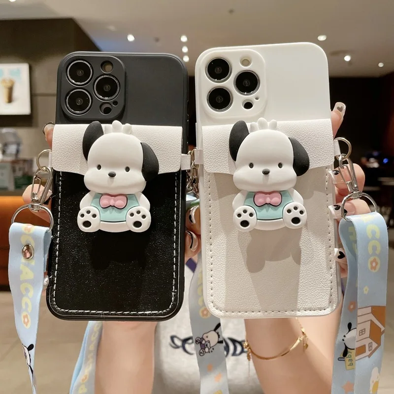 

Lovely 3D Dog Cartoon Lanyard Case Cute Wallet Silicone Cover Samsung X-COVER 5 M52 M32 M62 M31 M33 M13 For Galaxy M51 M12 M53