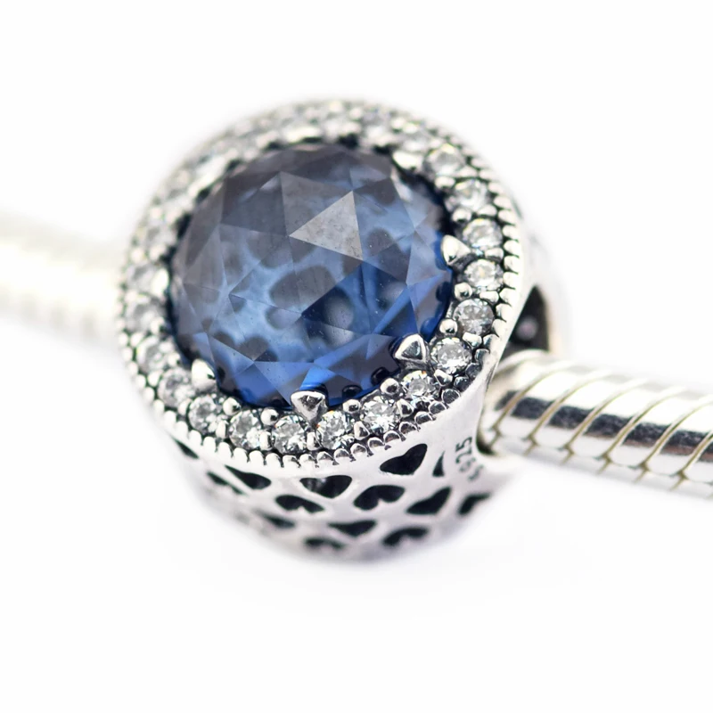

Radiant Hearts Moonlight Blue Clear CZ Girl S925 Dangle Product Pendant Real Chain Bracelets Collection Friends Beads