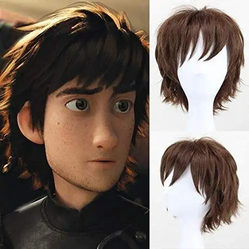 

Cosplay Wigs Short Dark Brown for Men Cosplay Halloween Party Heat Resistant Synthetic Fiber Wig Hair with Wig Cap