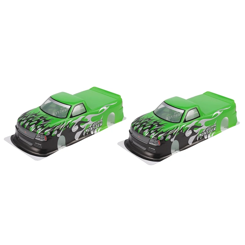 

2X для 1/10 RC Car Venom T-10 PVC Окрашенный корпус кузова 1/10 RC Car Pick Up Truck ширина 205 мм Колесная база 255 мм, зеленый