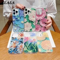 cute painting flowers coque for iphone 13 promax 11 12 mini xs xr 7 8 plus se2020 phone case soft tpu cover shockproof fundas