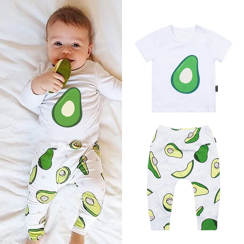 

Jenny&DavePopular avocado suit baby summer short-sleeved pants pure cotton two-piece baby net red fashion children's fashion chi