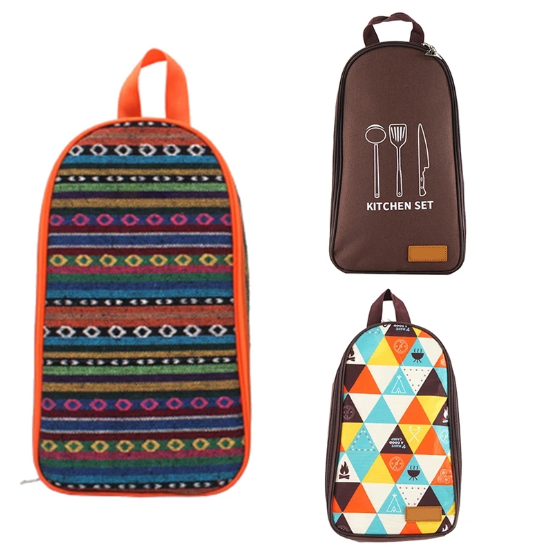 Portable Cookware Bag Ethnic Style Storage Bag Cutlery Set Picnic Bag