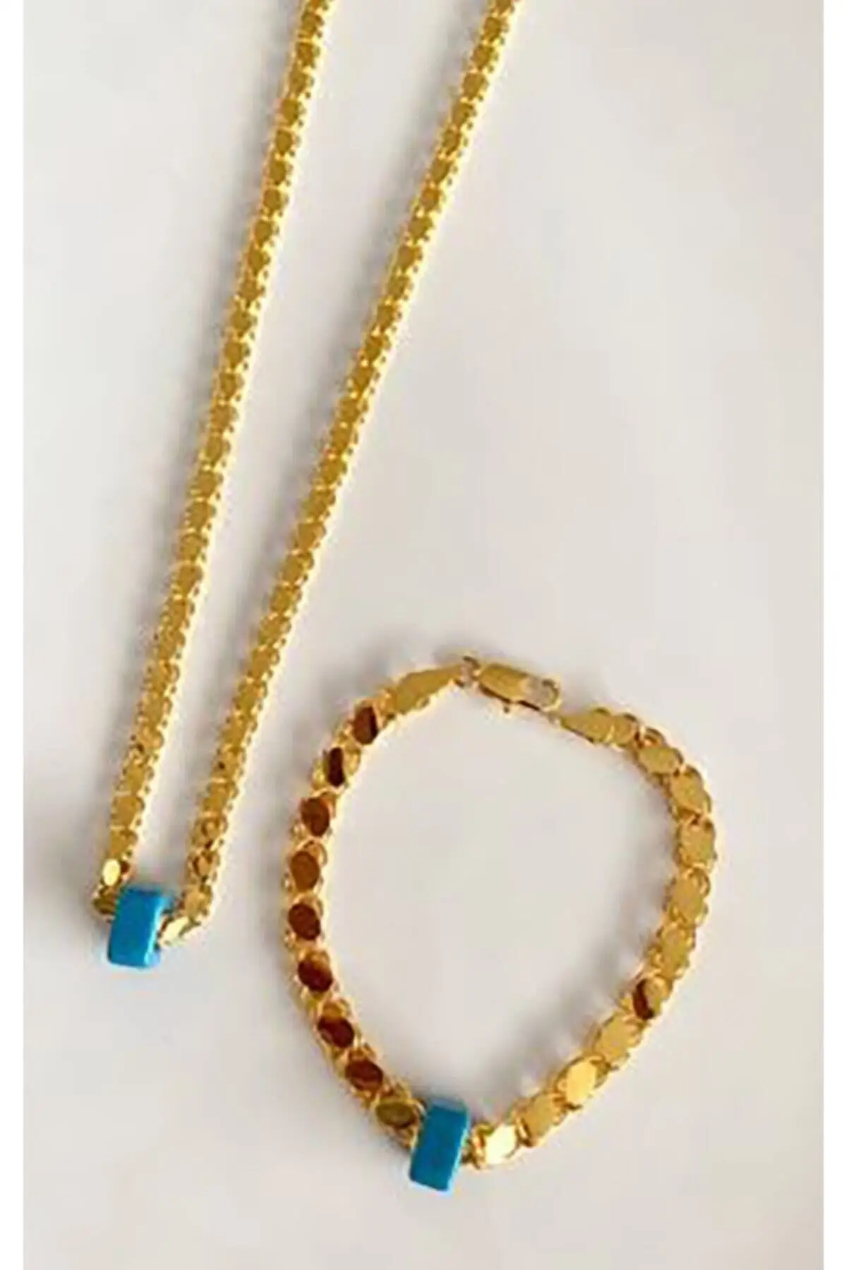 

Женская модная бижутерия, позолоченная цепочка из Алеппо, ожерелье и браслет, ювелирные изделия, длина 60 см