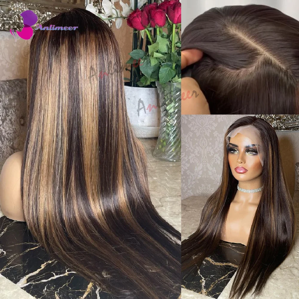 Выделенный парик на сетке спереди шелковые Базовые Парики прямые светлые парики