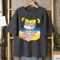 100 cotton summer fashion short sleeve t shirts female harajuku anime kawaii beach girl print loose t shirt women tops clothes