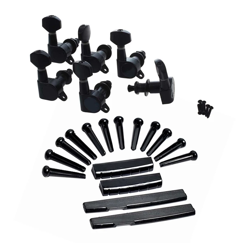 

22 Pcs Musical Accessories: 6 Pcs Sealed Guitar String Tuning & 16 Pcs Guitar Bridge Pins & Saddle & Nut