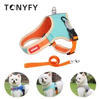 pet dog harness with leash set adjustable pet reflective vest harness soft for small medium dogs outdoor walk lead leashes