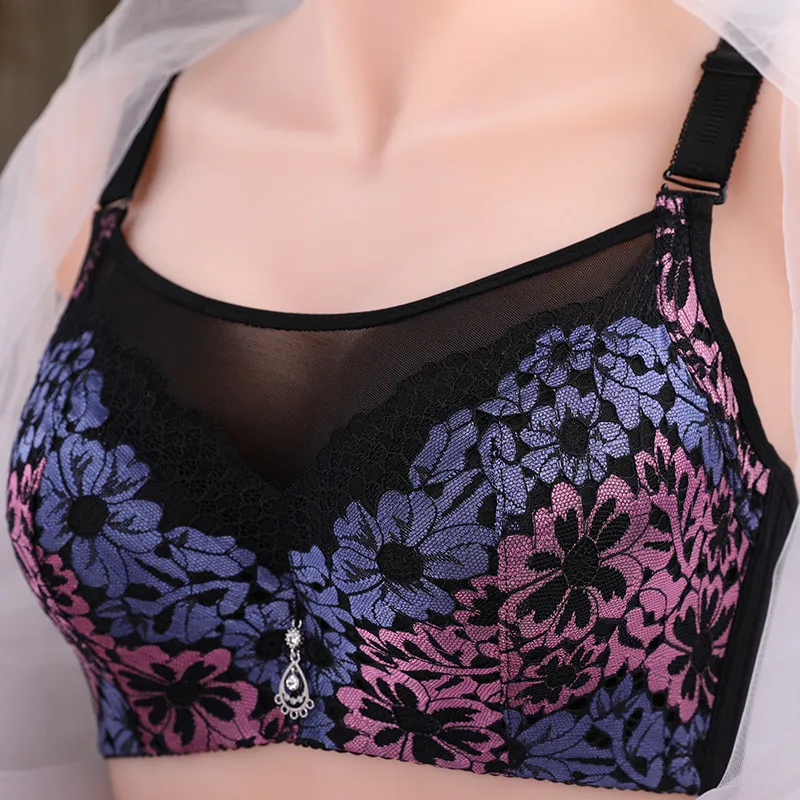 

Foreign Trade Full Cup Thin Cup Big Chest Small Push up Sexy Lace Breast Holding Adjustable Bra Underwear for Women