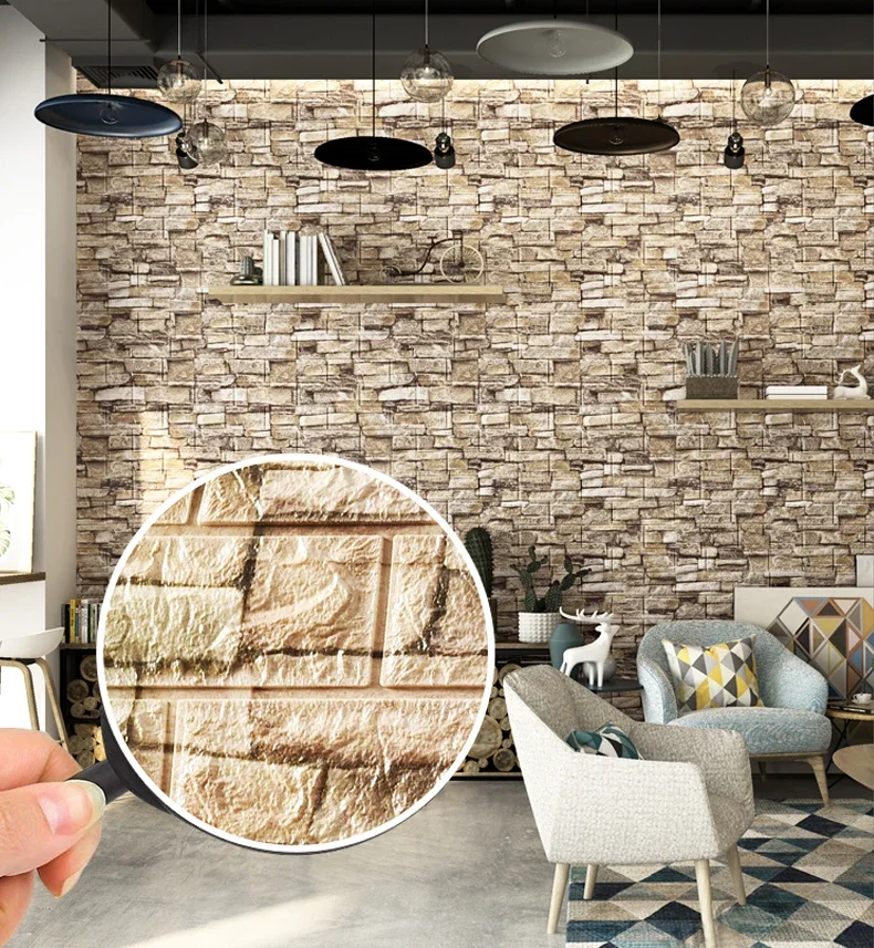 Настенная 3d-наклейка в стиле ретро с имитацией кирпичной кладки 70x100 см