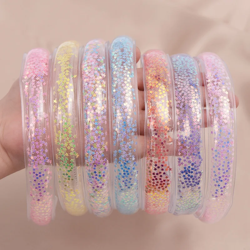 

Transparent Quicksand Headbands Wide Glitter Teeth Hairbands for Women Girls Children Bling Bezel Hair Hoops Hair Accessories
