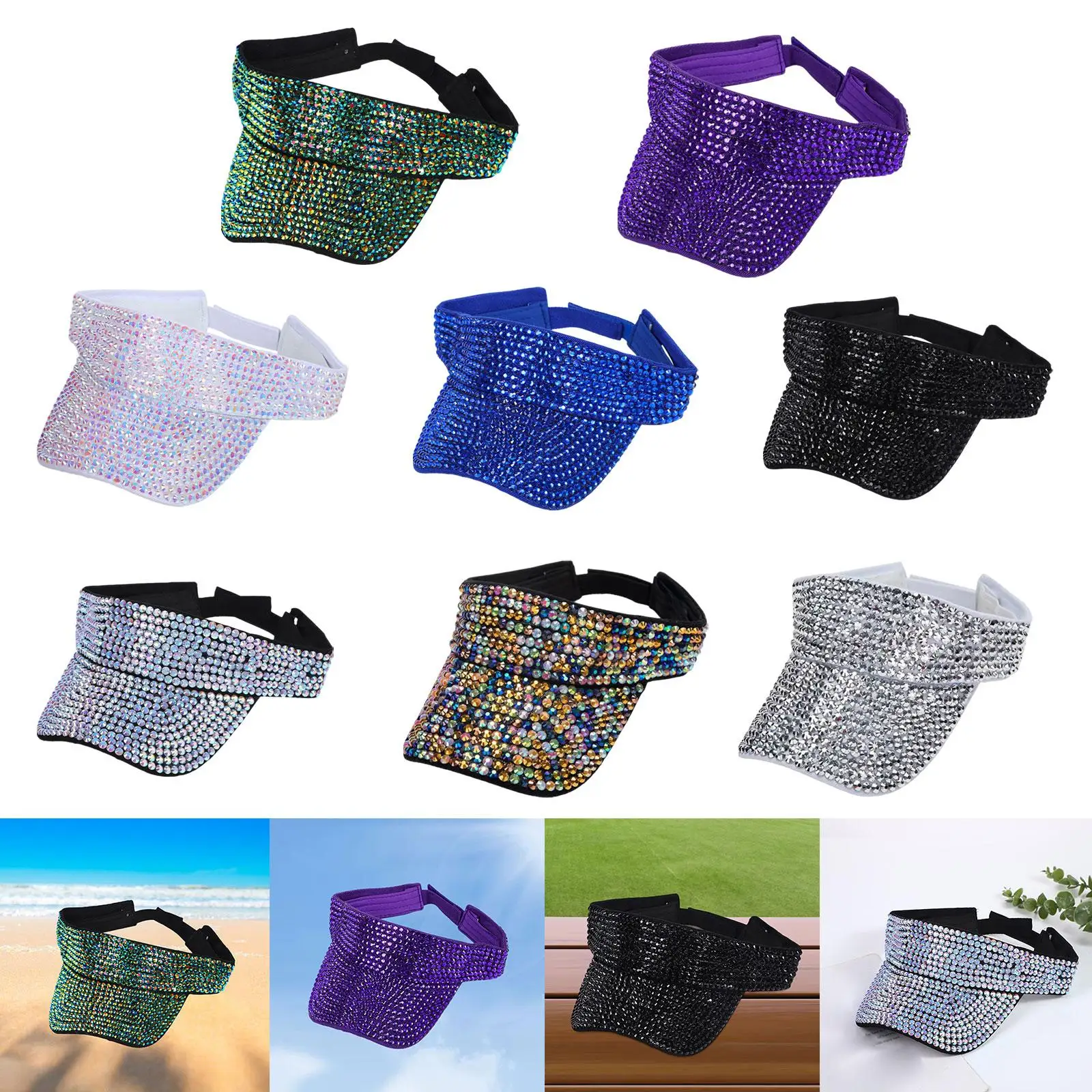 

Rhinestones Sun Visor Hat Sun Protection Hat for Adults Unisex Fishing
