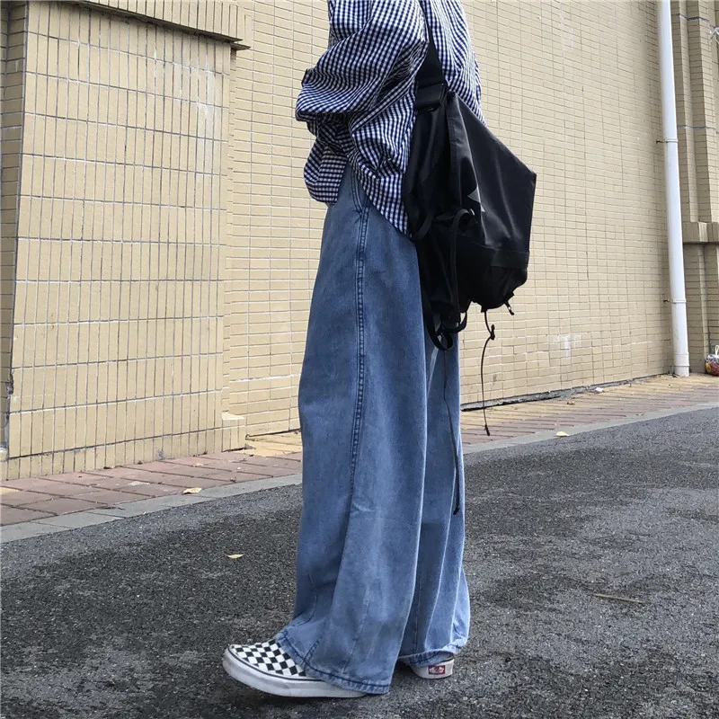 Korean Men Jeans Straight Male Denim Pants Harajuku Man Streetwear Trousers Loose Casual Denim Trouser Black Baggy Pant