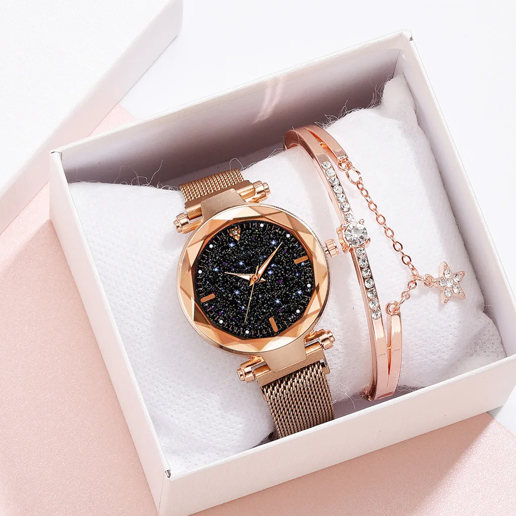 

Suction stone burst women's watch starry face women's watch simple a diamond magnetic set quartz watch