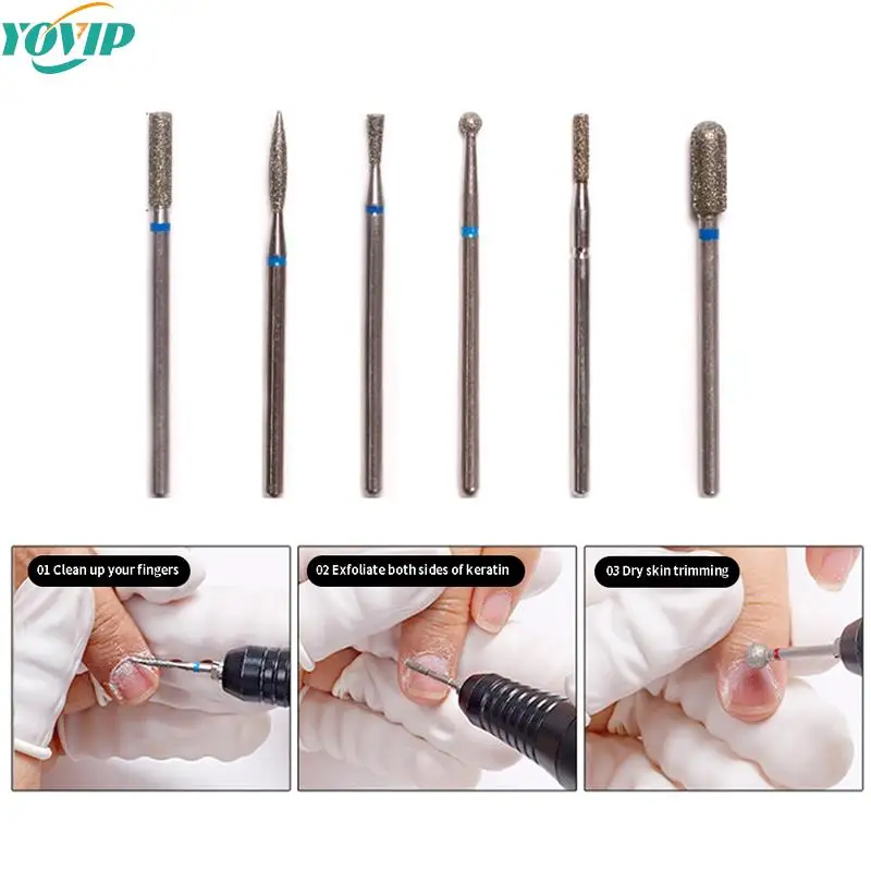 

6pcs Diamond Milling Cutter for Manicure Set Nail Drill Bits Accessories Nozzles for Manicure Cutters Pedicure Sanding Nail File