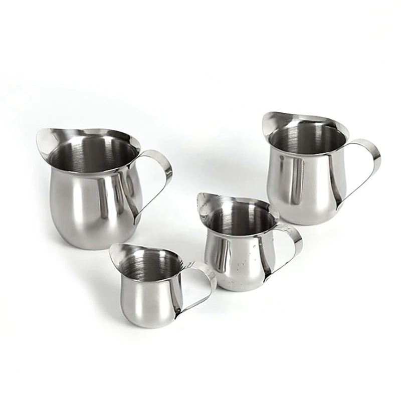 

Stainless Steel Milk Bottle Espresso Coffee Ounce Cup Frother Pitcher Cup Honey Make Pot Milk Cup Sauce Cup, 4Pcs/Set
