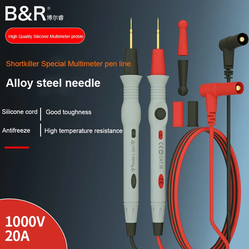 

B&R CAT III 2000V 20A UNIVERSAL MULTIMETER VOLTMETER AMMETER TEST LEAD PROBE WIRE PEN CABLE WITH POWER BUTTON SWITCH START