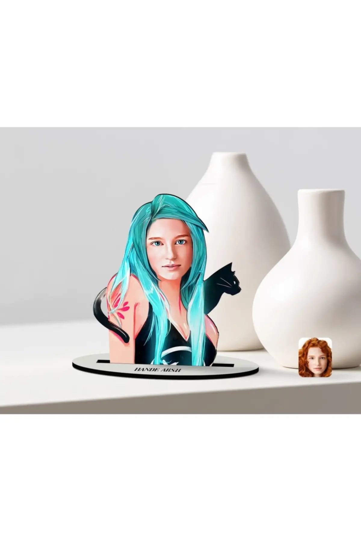 

Personalized Female Boss Cartoon Wooden Stand 3d Trinket-7