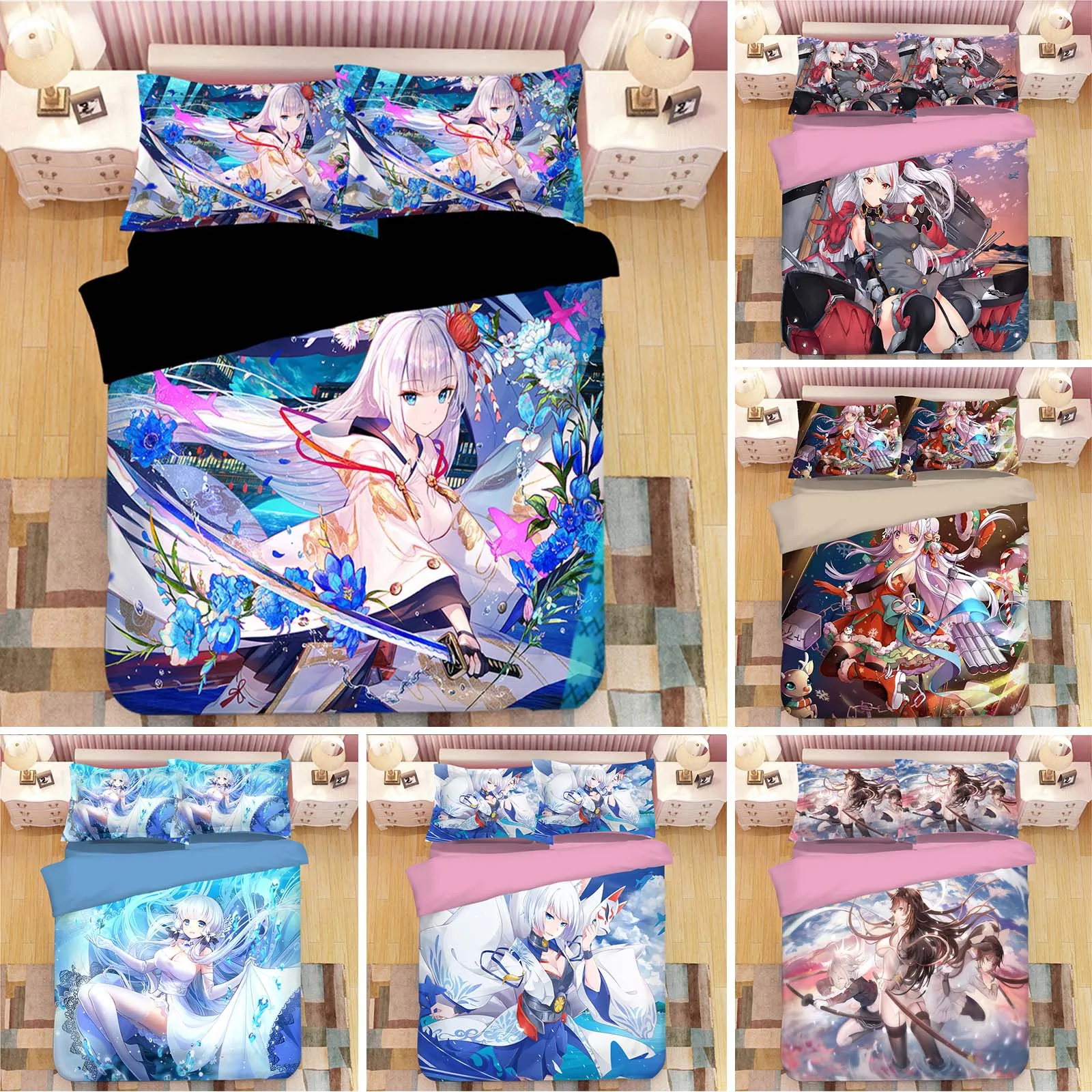 

3D Azur Lane Cartoon Anime Soft Duvet Covers Pillowcases Comforter Bedding Sets Bedclothes Bed Linen Bedding Set Bed Set
