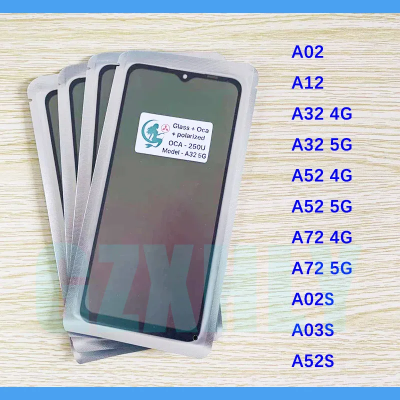 

10Pc 3 in 1 LCD Screen Front Glass + OCA + Polarizer For Samsung Galaxy A02s A03s A12 A52 A72 A32 4G 5G Screen Touch Glass Panel