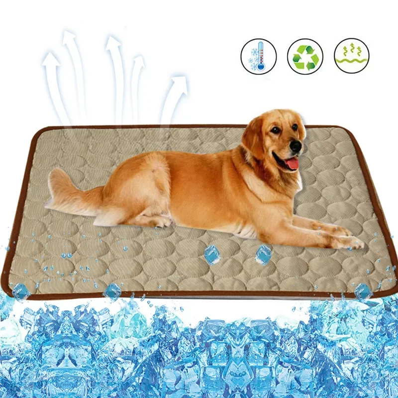 

2022NEW Pet Cooling Mat Breathable Ice Silk Cooling Pad For Dogs Cats Summer Comfortable Soft Cooling Mattress Pad Pet Bed For K