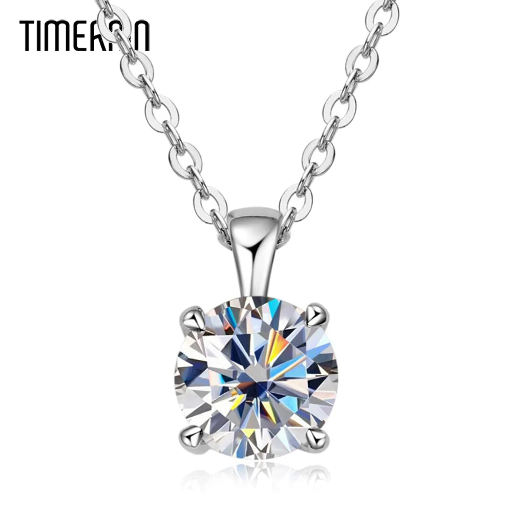 

1CT Moissanite Necklace VVS1 Lab Diamond Classic Four Claw Pendant Necklaces For Women Gift S925 Sterling Silver Fine Jewelry