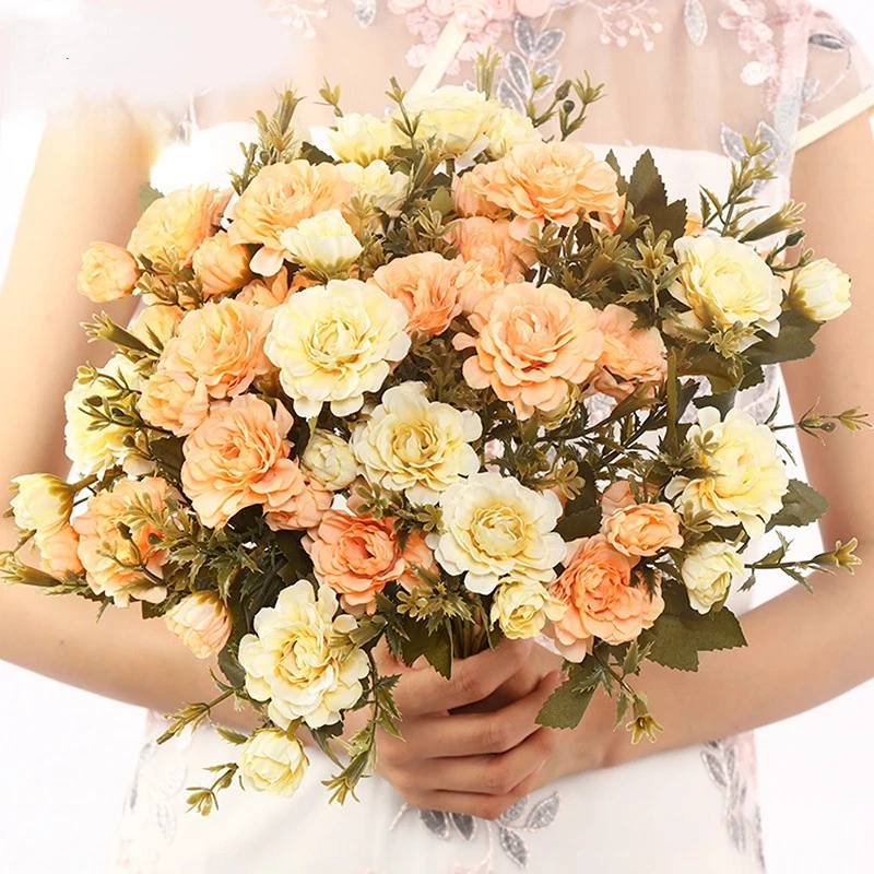 

35CM Dahlia Artificial Flowers DIY Wedding Home Decoration Silk Flowers Peony Rose Bride Bouquet Fake Flowers Festival Supplies