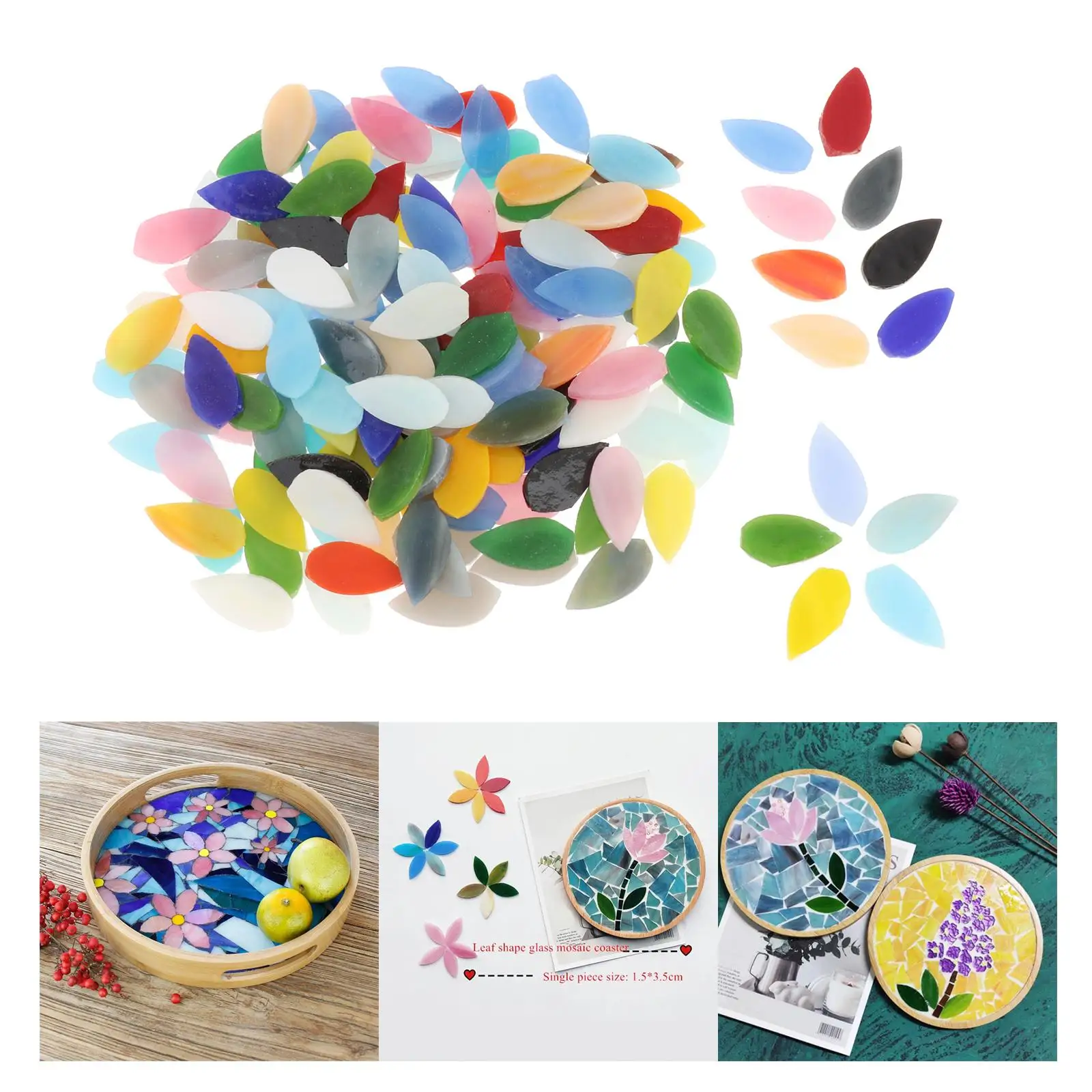 

150 Pcs Mosaic Tiles Flower Leaves Stained Glass for Art Pots Decoration