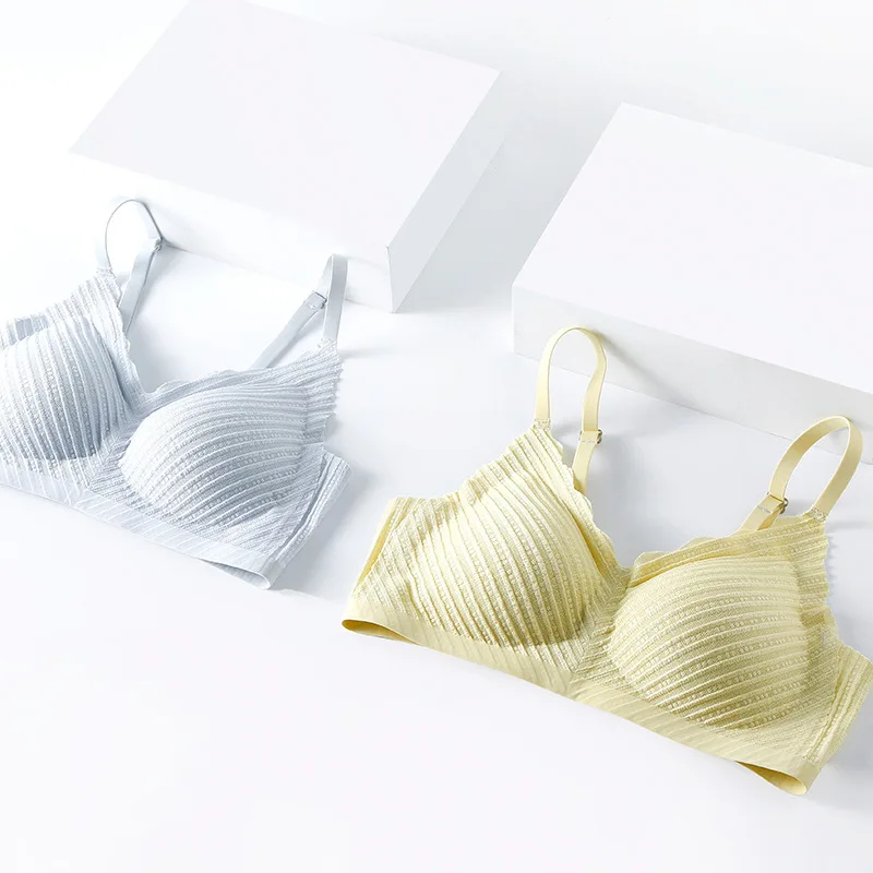 Breathable Lace Dot Small Breast Push up Push up Wireless Bra Sweet Comfortable Thin Seamless Underwear for Women bra women
