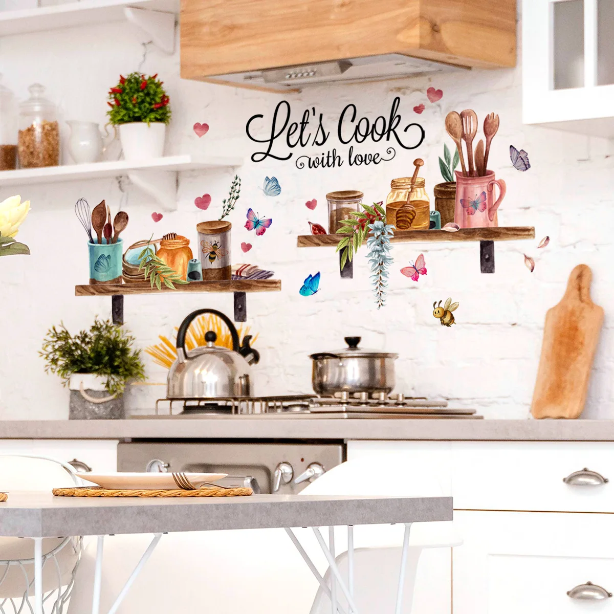 

Cook with Love Room Decor Art Wall Stickers Quotes Vinyl Kitchen Home Decoration Wallstickers Pegatinas De Pared