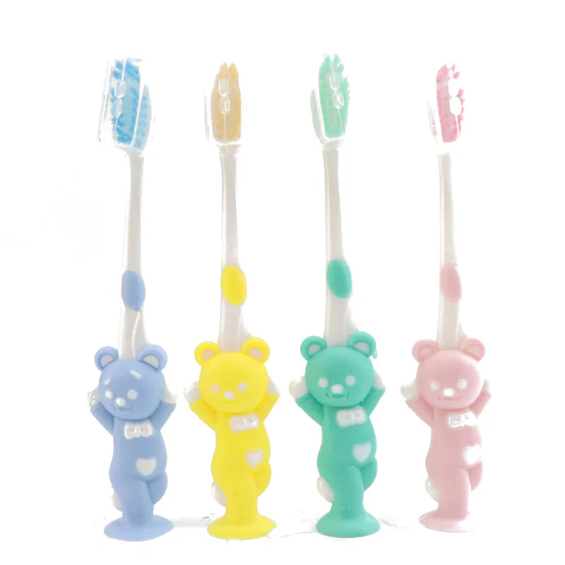 HOT 4pcs Kids Toothbrush Cute Cartoon Bear Rabbit Silicone Soft Tooth Brush Anti Slip Portable Teeth Brushes For Children Baby - купить по