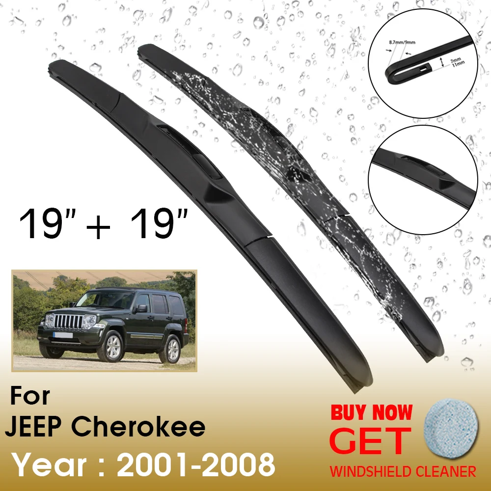 

Car Wiper Blade For JEEP Cherokee 19"+19" 2001-2008 Front Window Washer Windscreen Windshield Wipers Blades Accessories