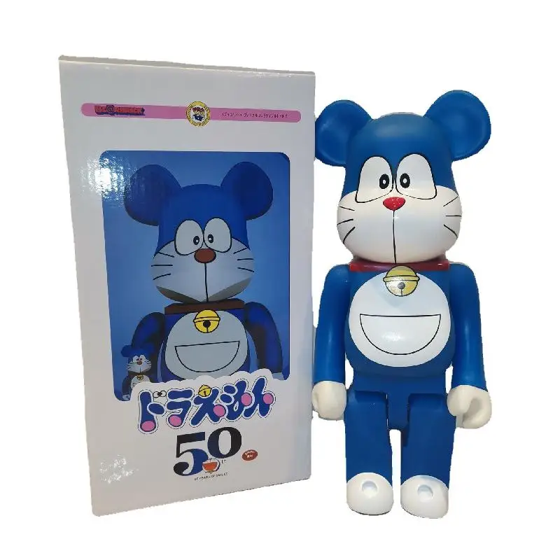 

Doraemon 400% Bearbrickly Pvc Anime Action Figure Collectible Bear@brick Blocks Bear Model Doll Room Decor Toys For Kids Gift