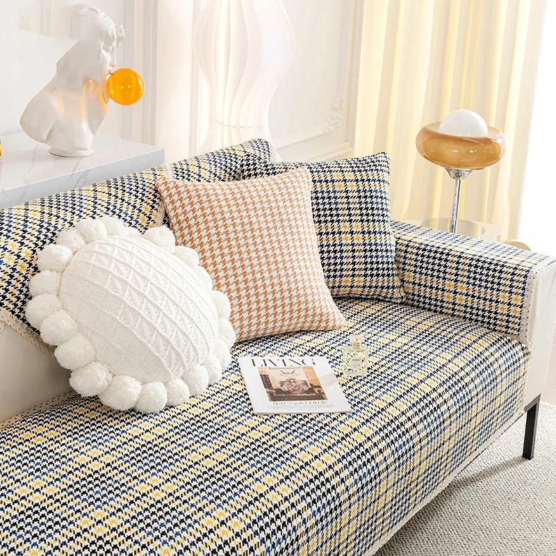 

Four Seasons Universal Sofa Cushion Splicing Anti Slip Sofa Towel Couch Cover for Living Room Bay Window Pad L-shaped Sofa Decor