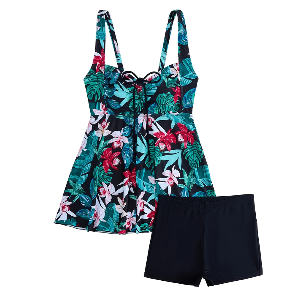 Новинка 2024 комплект из 2 предметов танкини с рюшами и цветочным принтом купальник