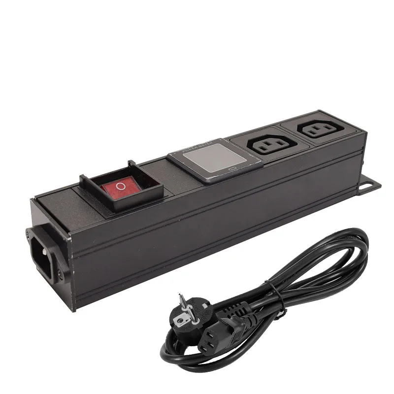 

Network Rack PDU aluminium alloy Power Strip 2 Ways C13 output socket With SPD 2m extension cable C14 interface ammeter