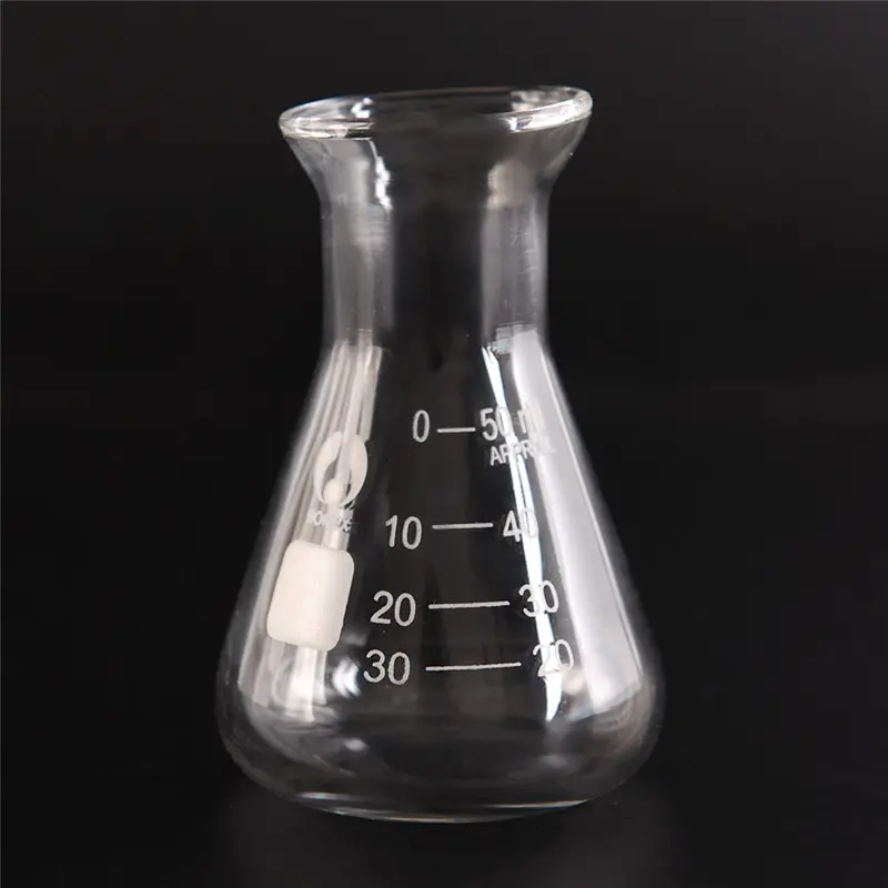 

1pc Transparent 50ml Flask Clear Glass Wide Triangle Glass Flask Conical Flask Erlenmeyer Flask Labratory Supplies