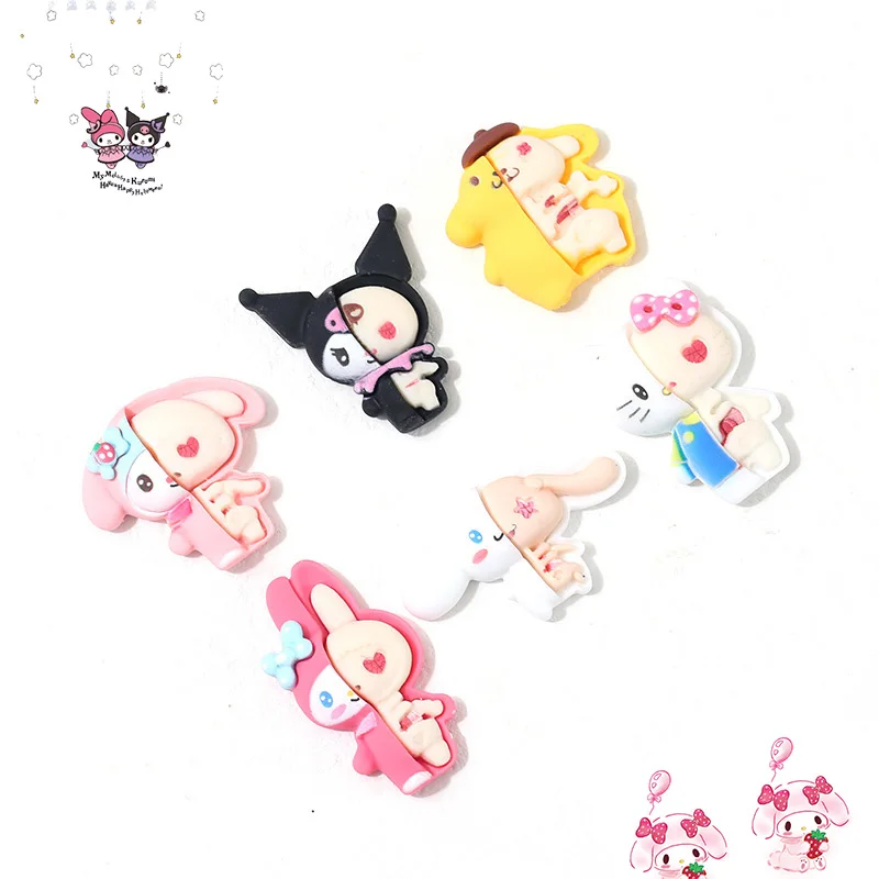 

Sanrios My Melody Hello Kitty Cinnamoroll Accessories Funny Skull Cartoon Series Handmade Hole Shoes Phone Case Resin Decoration