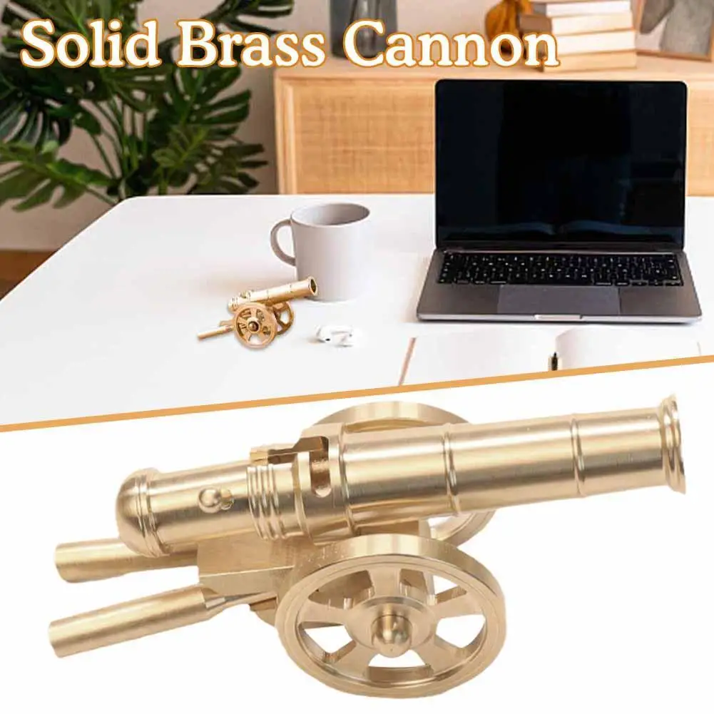

1PCS Vintage Brass Small Cannon Home Ornaments Office Study Desk Town House Yard Car Companion Gift Military Model