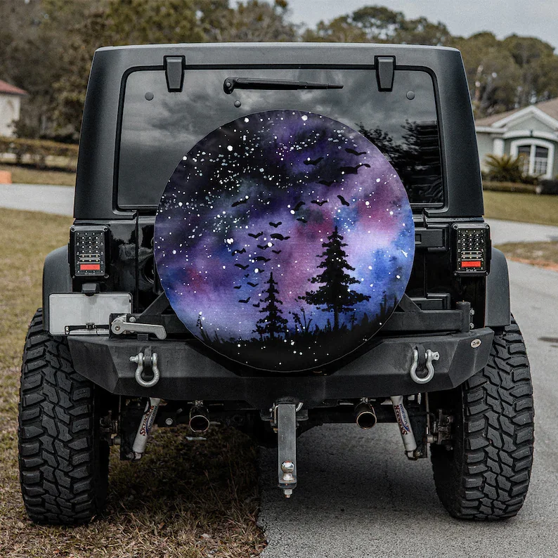 

Camping Spare Tire Cover - Watercolor Painting Galaxy Sky Night Christmas Gift, Personalized RV Camping